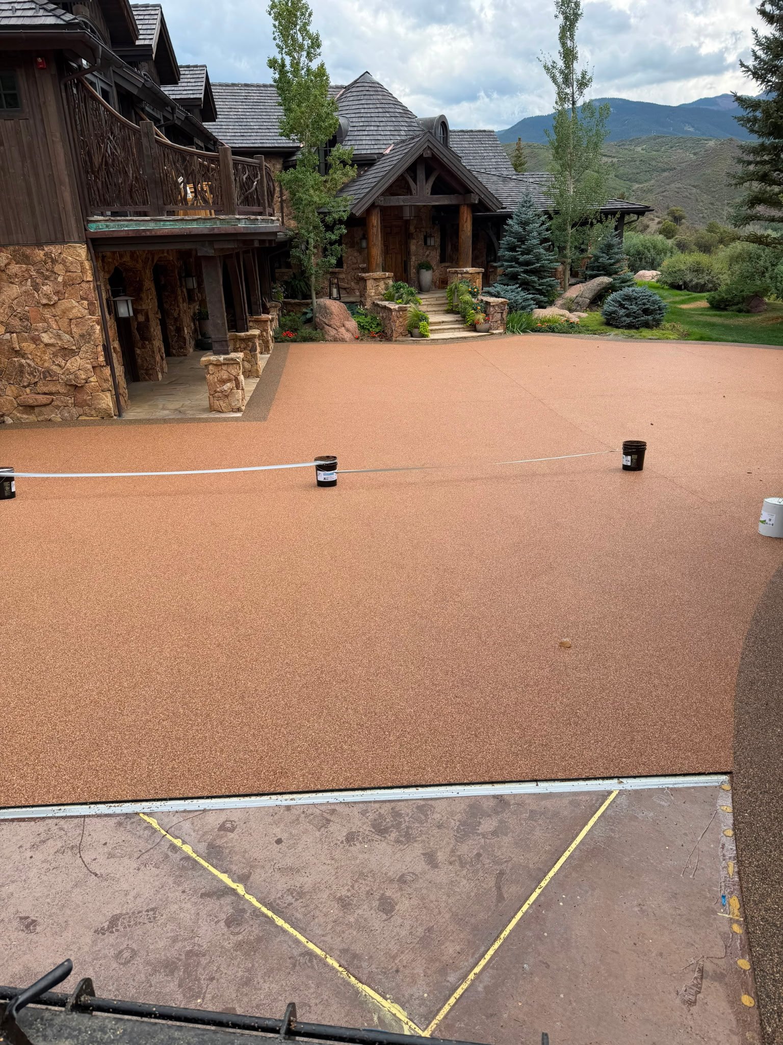 Floor coating job in progress